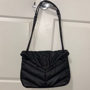 Black Quilted Leather inspired Shoulder bag